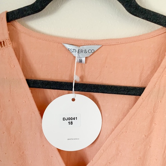 Beautiful Esther and Co. peach detailed tiered dress with V neckline. - Picture 3 of 4